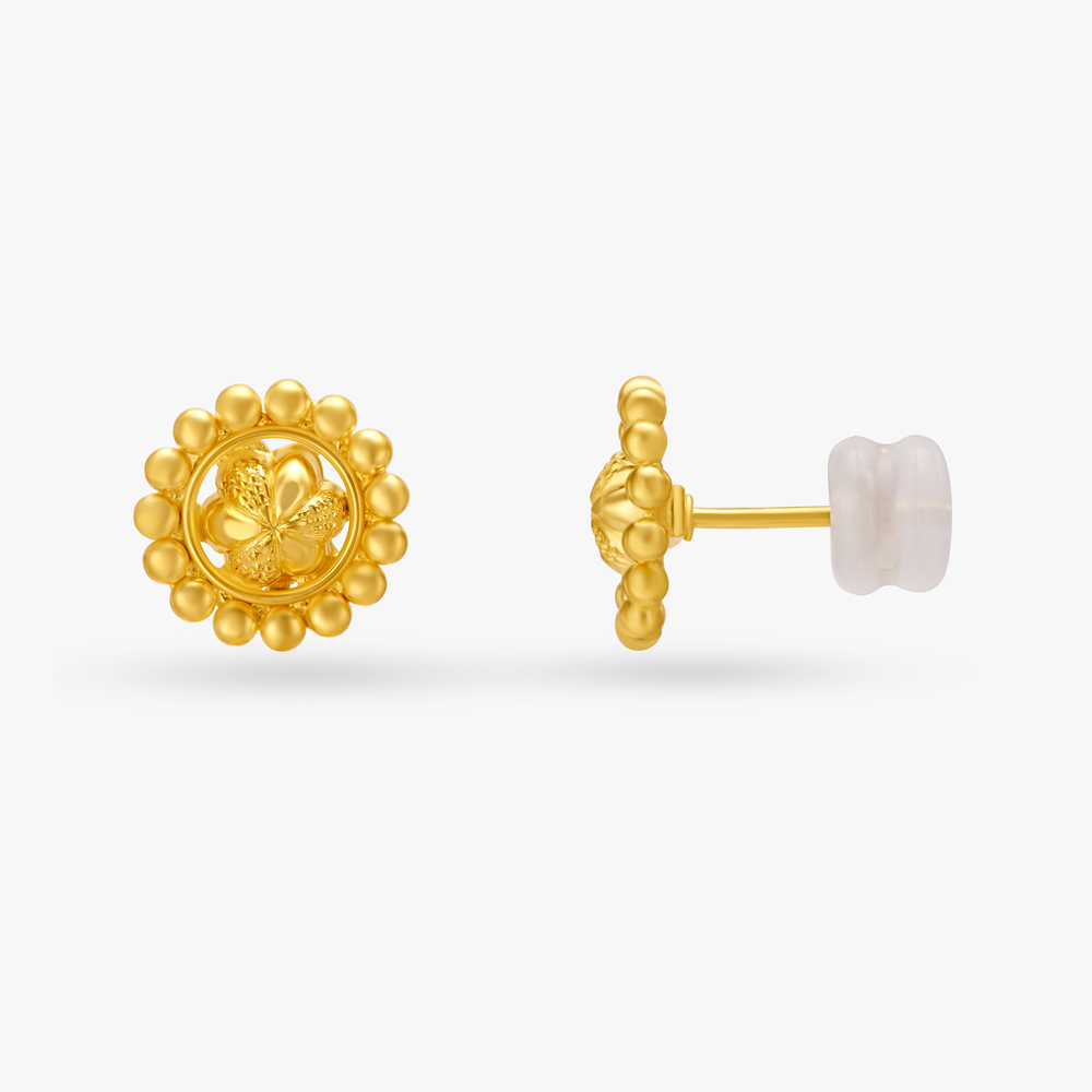 Contemporary Floral Gold Jhumka Earrings,,hi-res image number null
