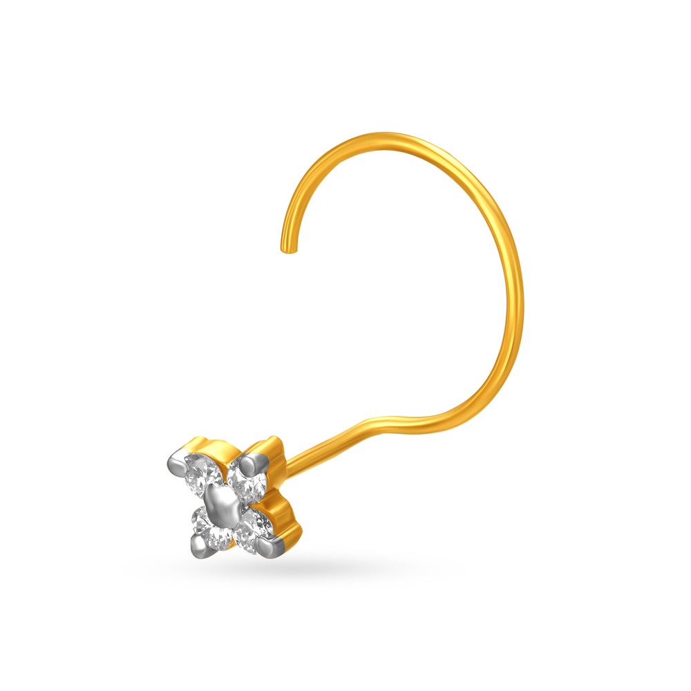 Dainty Sublime Gold and Diamond Nose Pin,,hi-res image number null