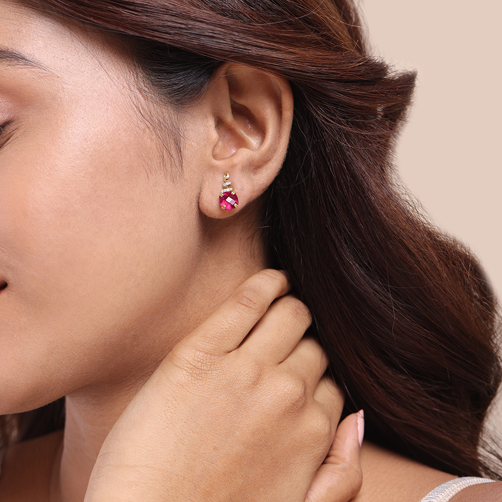 Classically Chic 14KT Ruby & Diamond  Stud Earrings,,hi-res image number null