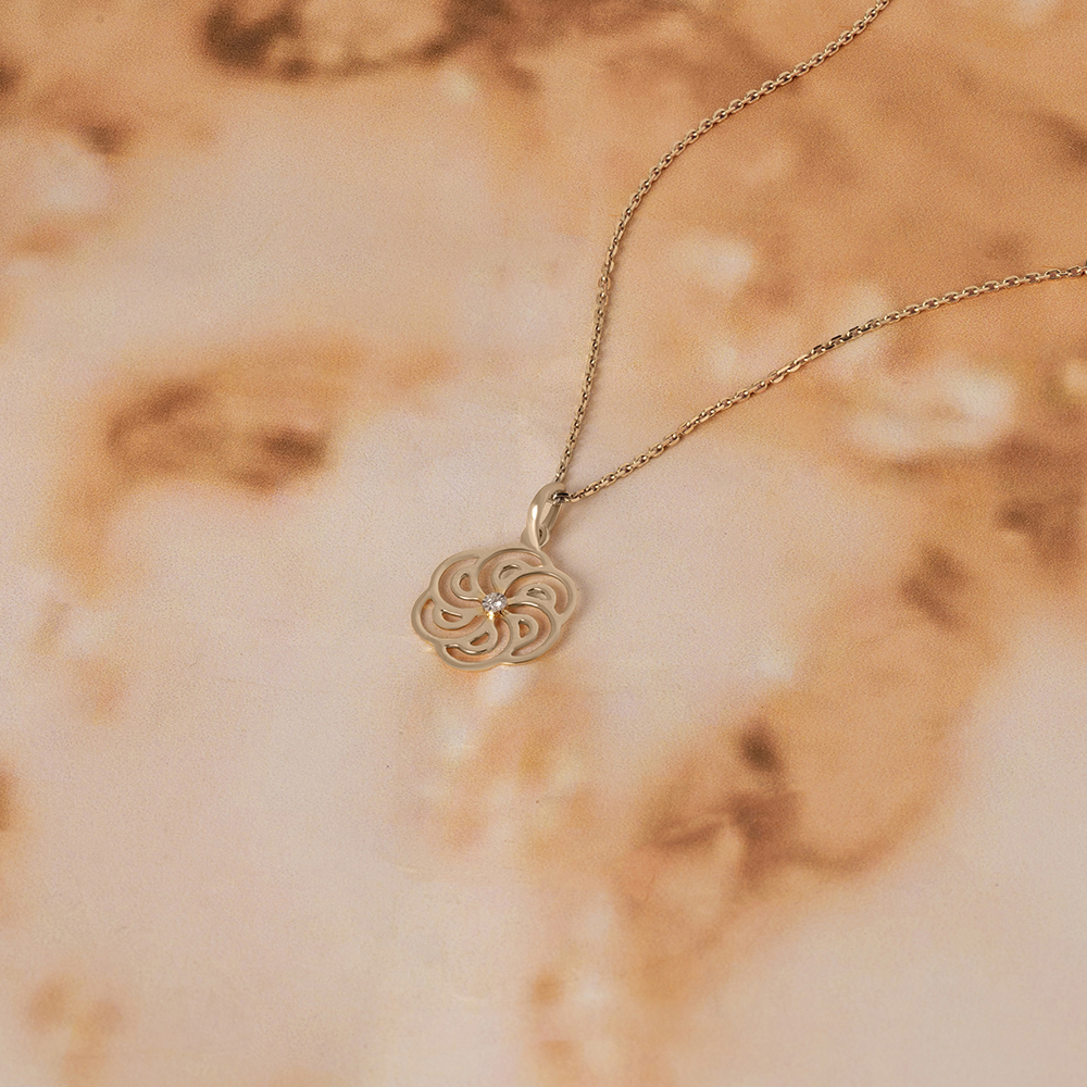 Elegant Floral Gold & Diamond Pendant,,hi-res image number null