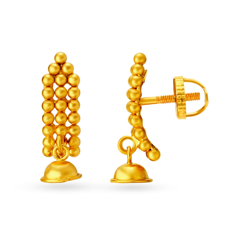 Traditional Rava Work Gold Drop Earrings,,hi-res image number null