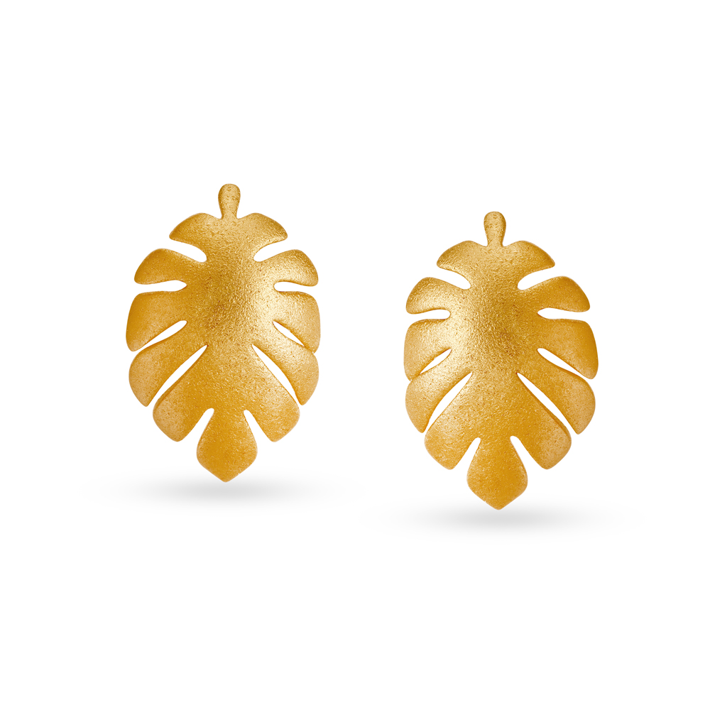 Blooming Gold Leaf Stud Earrings for Kids