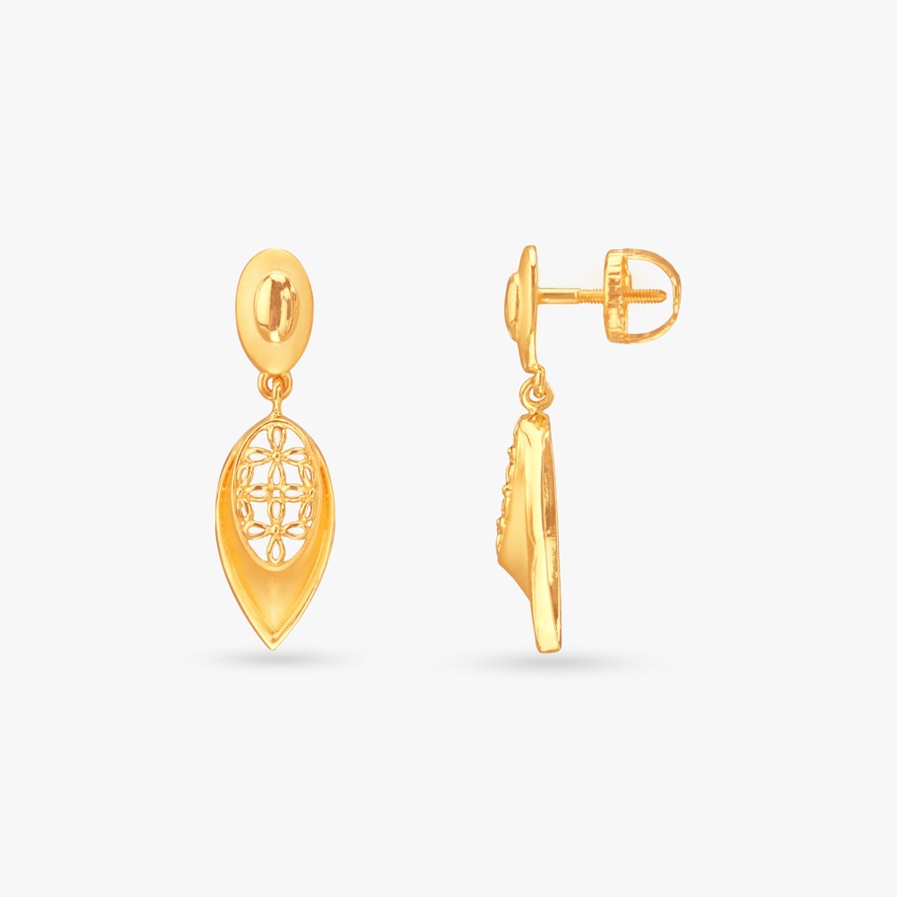 Golden Petal Gold Drop Earrings,,hi-res image number null