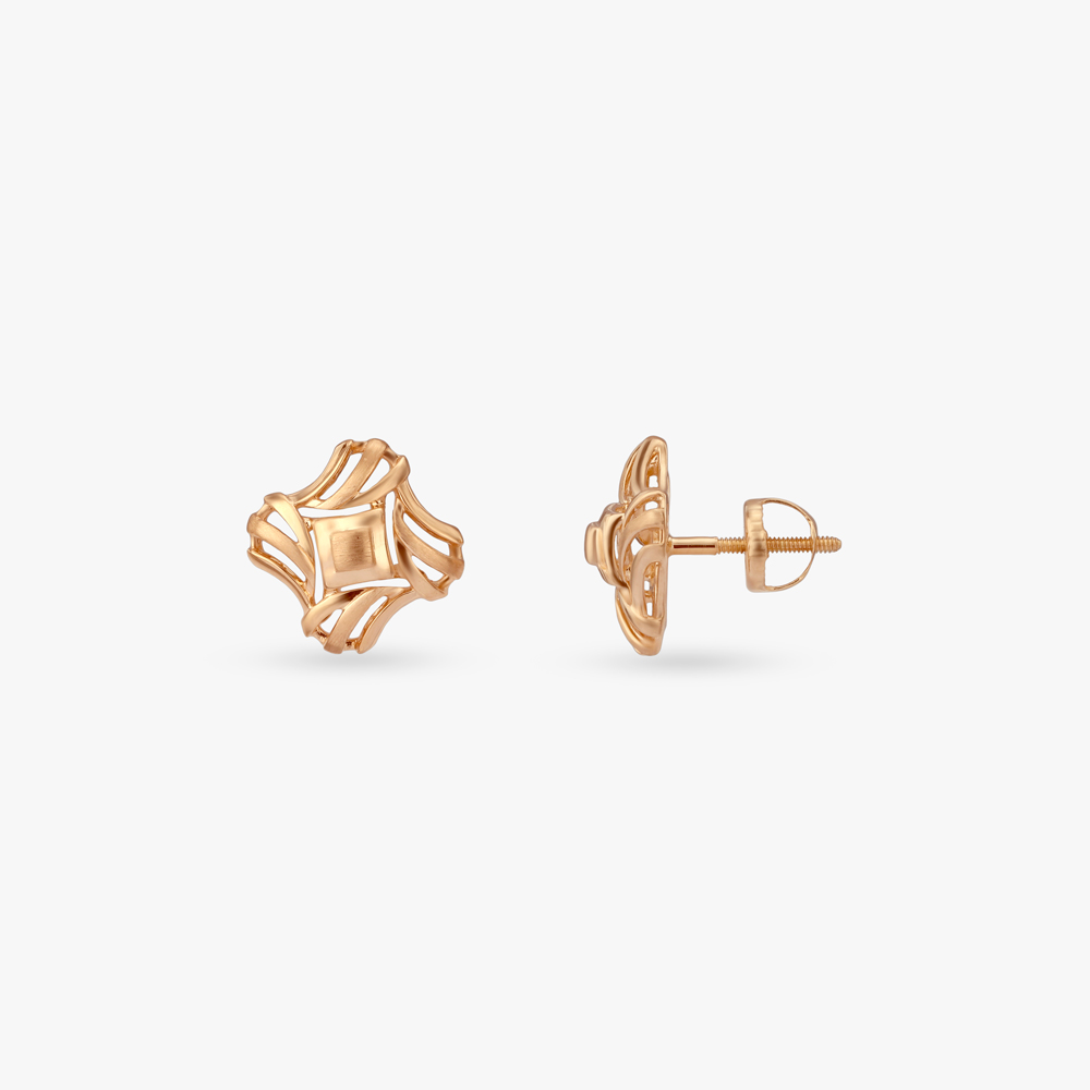 Modern Maze Gold Stud Earrings,,hi-res image number null