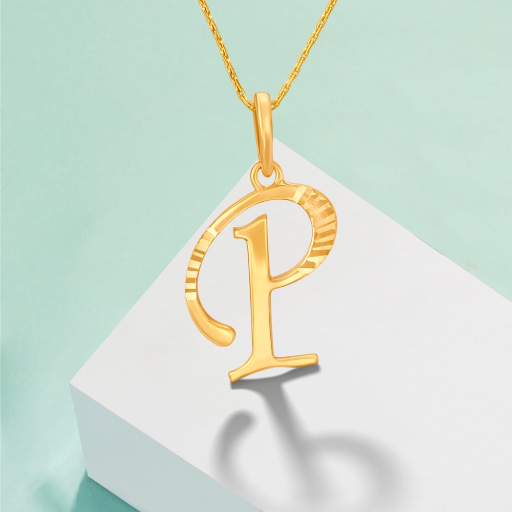 

Beautiful Typographic Letter P Gold Pendant