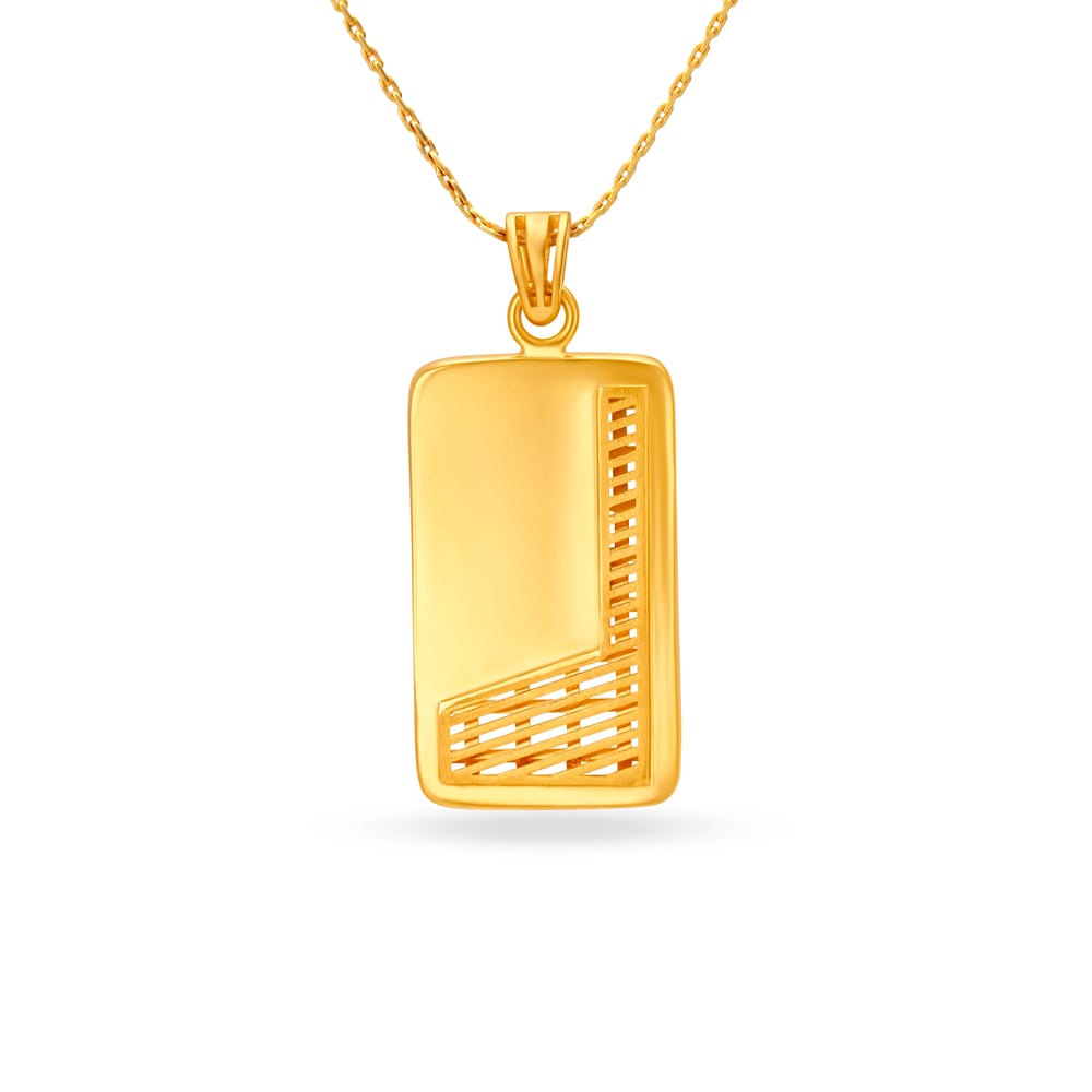 Gripping Rectangular Gold Pendant For Men,,hi-res image number null