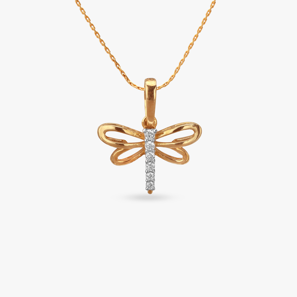 Dainty Wings Diamond Pendant and Earrings Set For Kids,,hi-res image number null