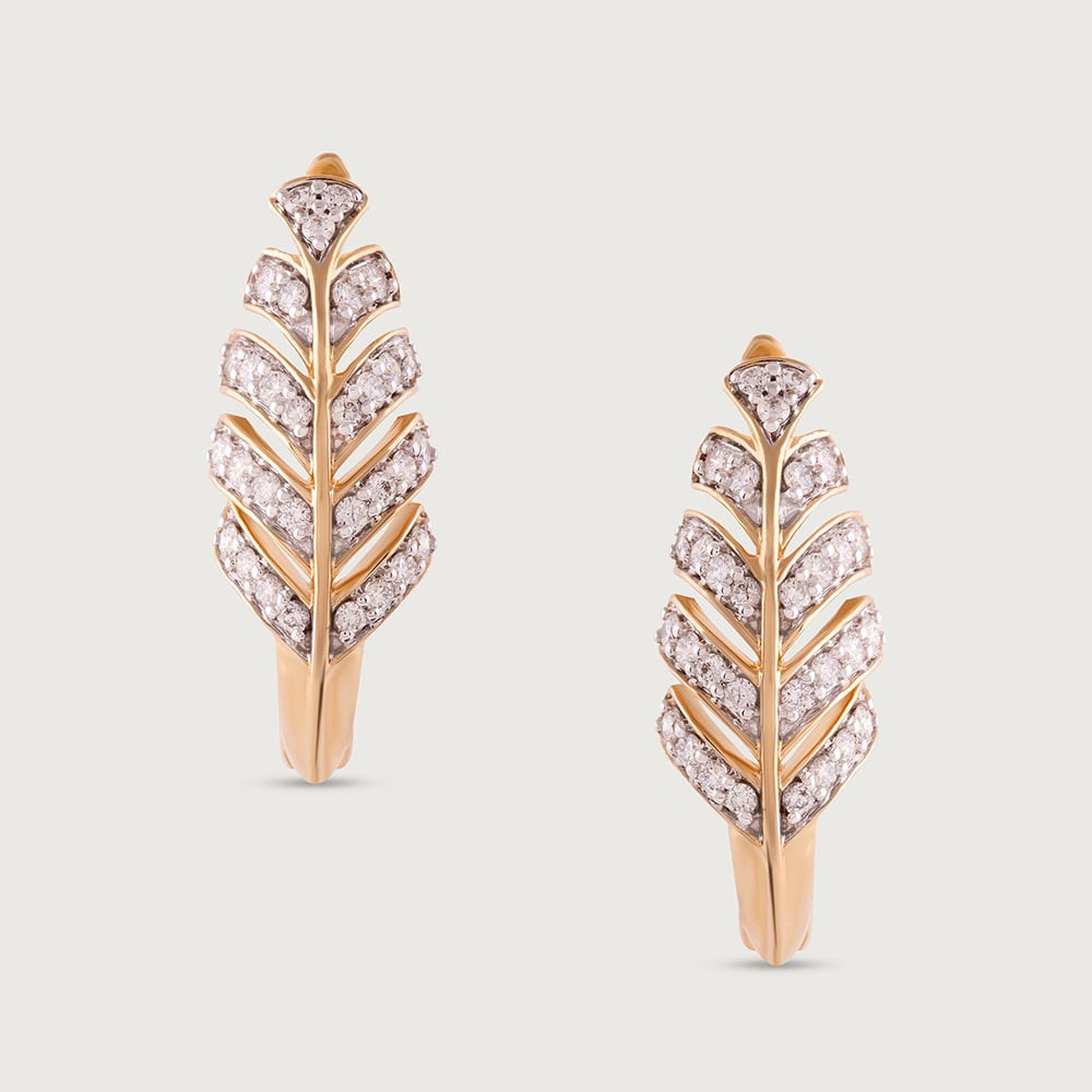 Mystic Petal Gold & Diamond Hoop Earrings,,hi-res image number null