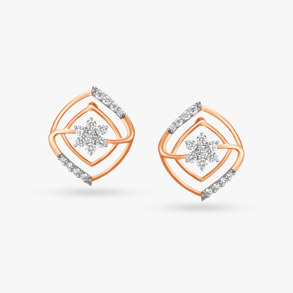 Hypnotic Swirling Diamond Stud Earrings
