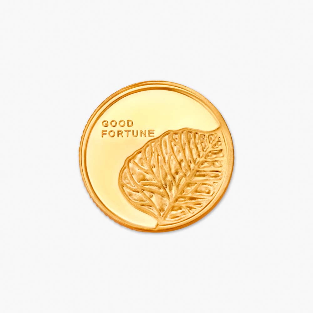 Auspicious Peepal leaf 22 karat Gold Coin