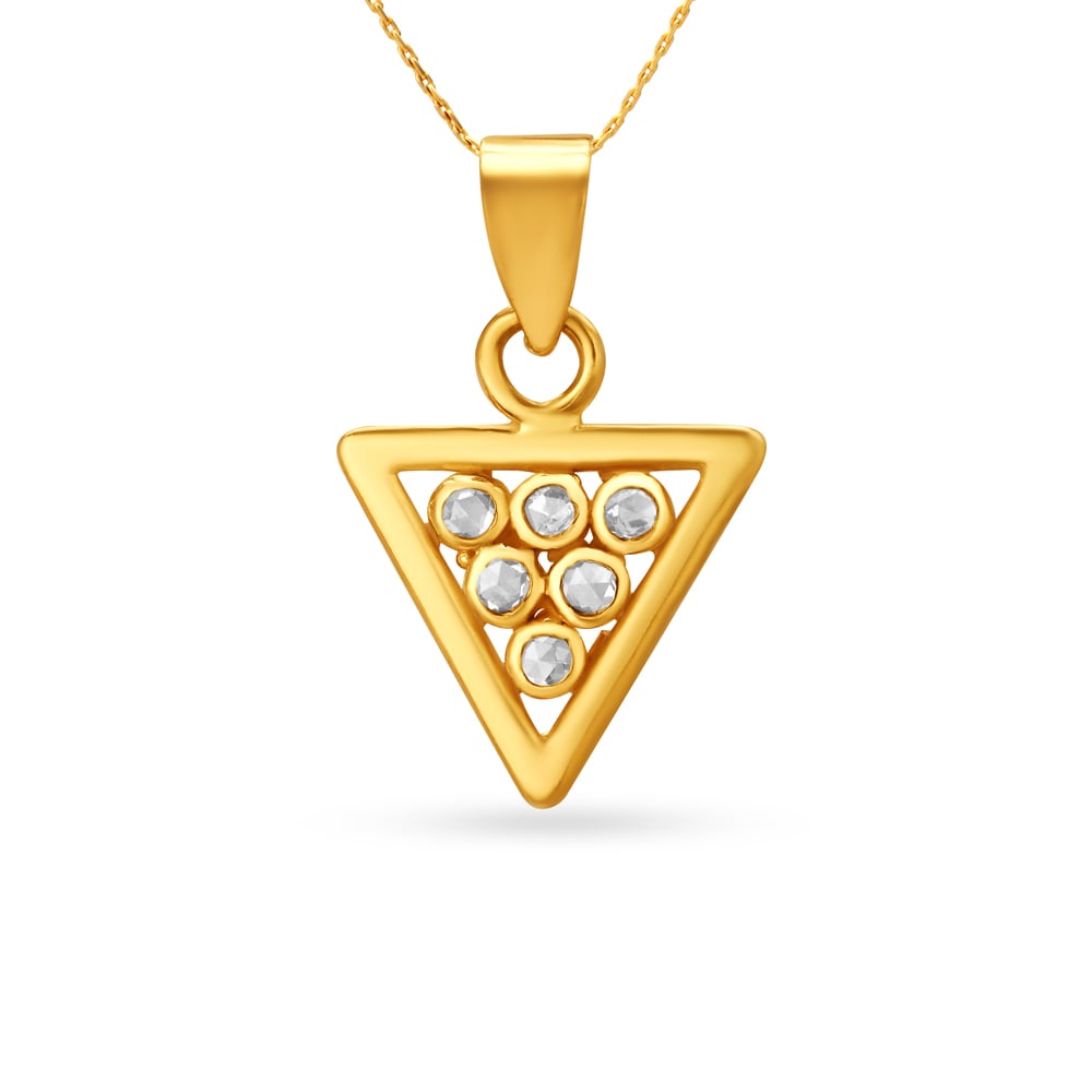 Sleek Geometric Design Gold Pendant and Earrings Set