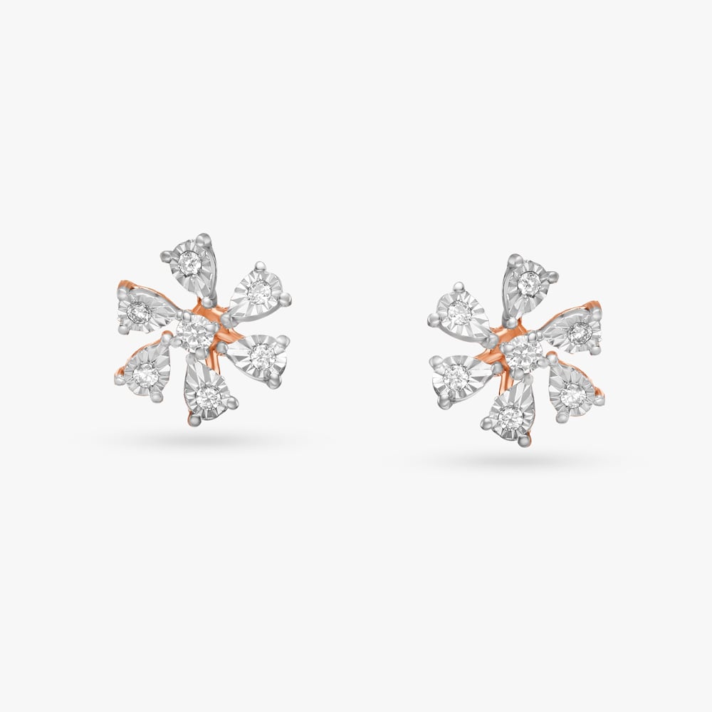 Enticing Floral Diamond Stud Earrings,,hi-res image number null