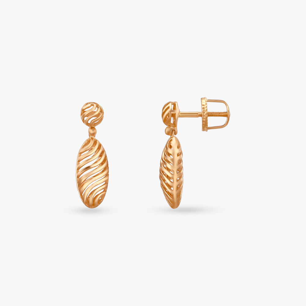Ripple Leaf Gold Pendant and Earring Set,,hi-res image number null