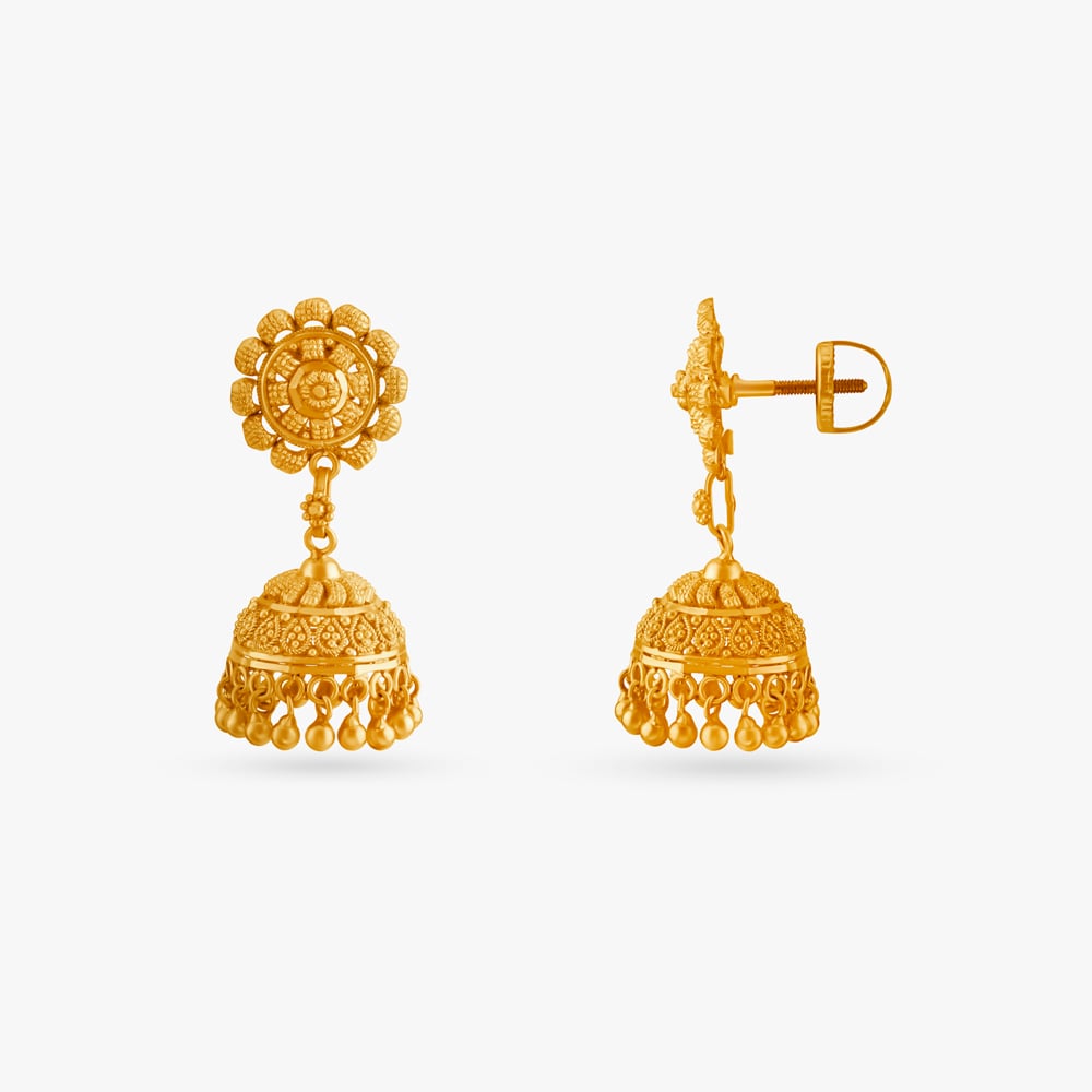 Traditional Floral Jhumkas,,hi-res image number null