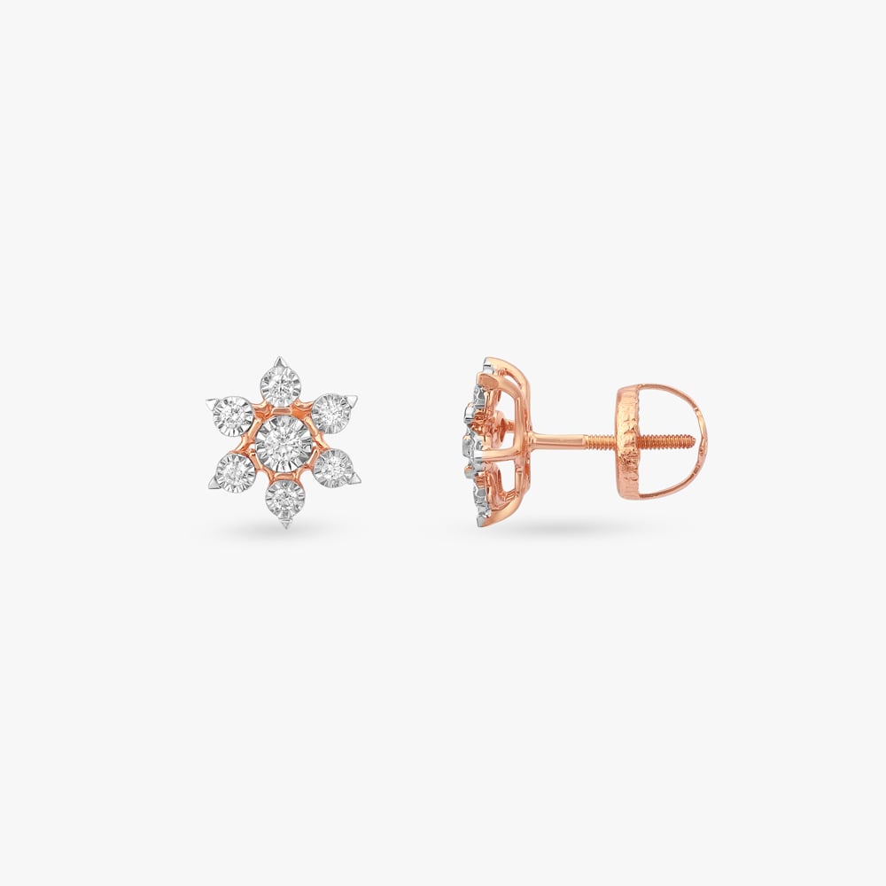 Starlit Bloom Diamond Stud Earrings,,hi-res image number null