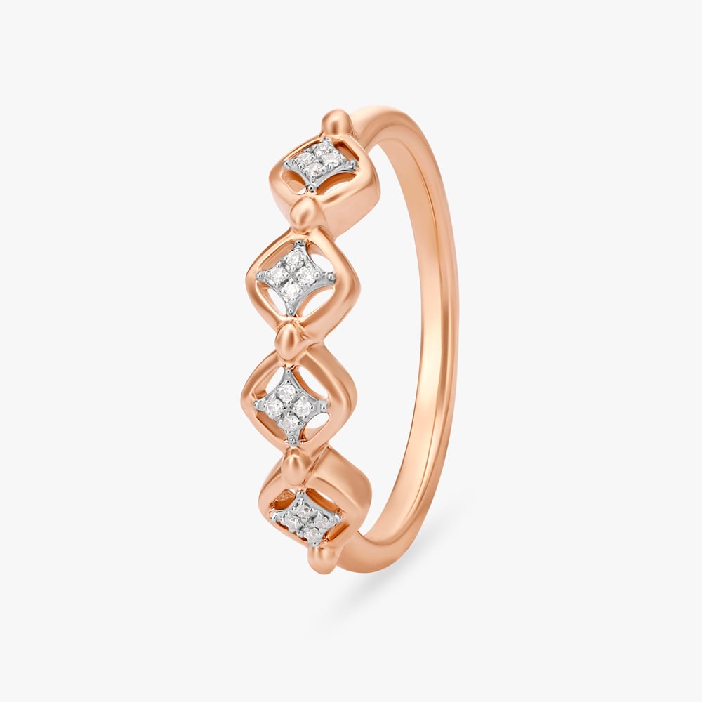 Elegant Rhombus Cascade Diamond Finger Ring