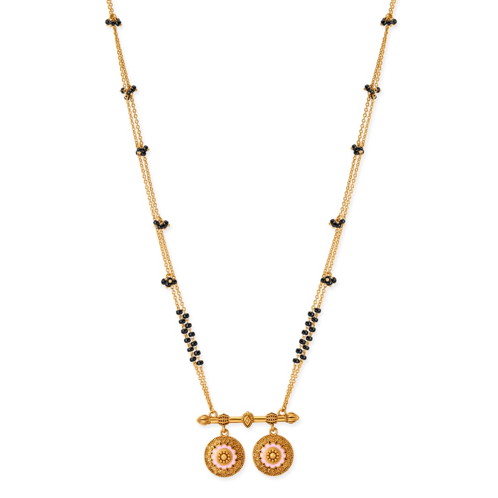 Pink Enamel Vati Mangalsutra,,hi-res image number null