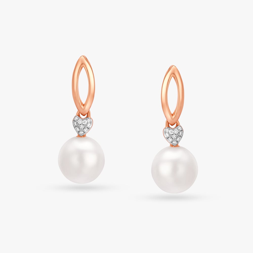 Elegant Sparkle Pearl and Diamond Drop Earrings