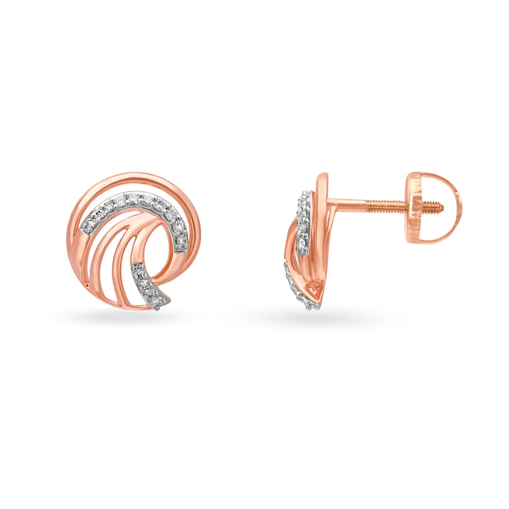 Enticing Rose Gold and Diamond Circlet Stud Earrings,,hi-res image number null