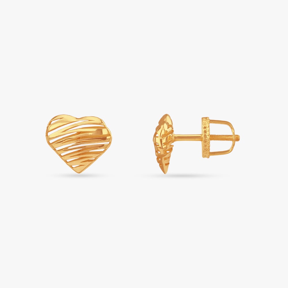 Subtle Heart Gold Pendant and Earrings Set,,hi-res image number null