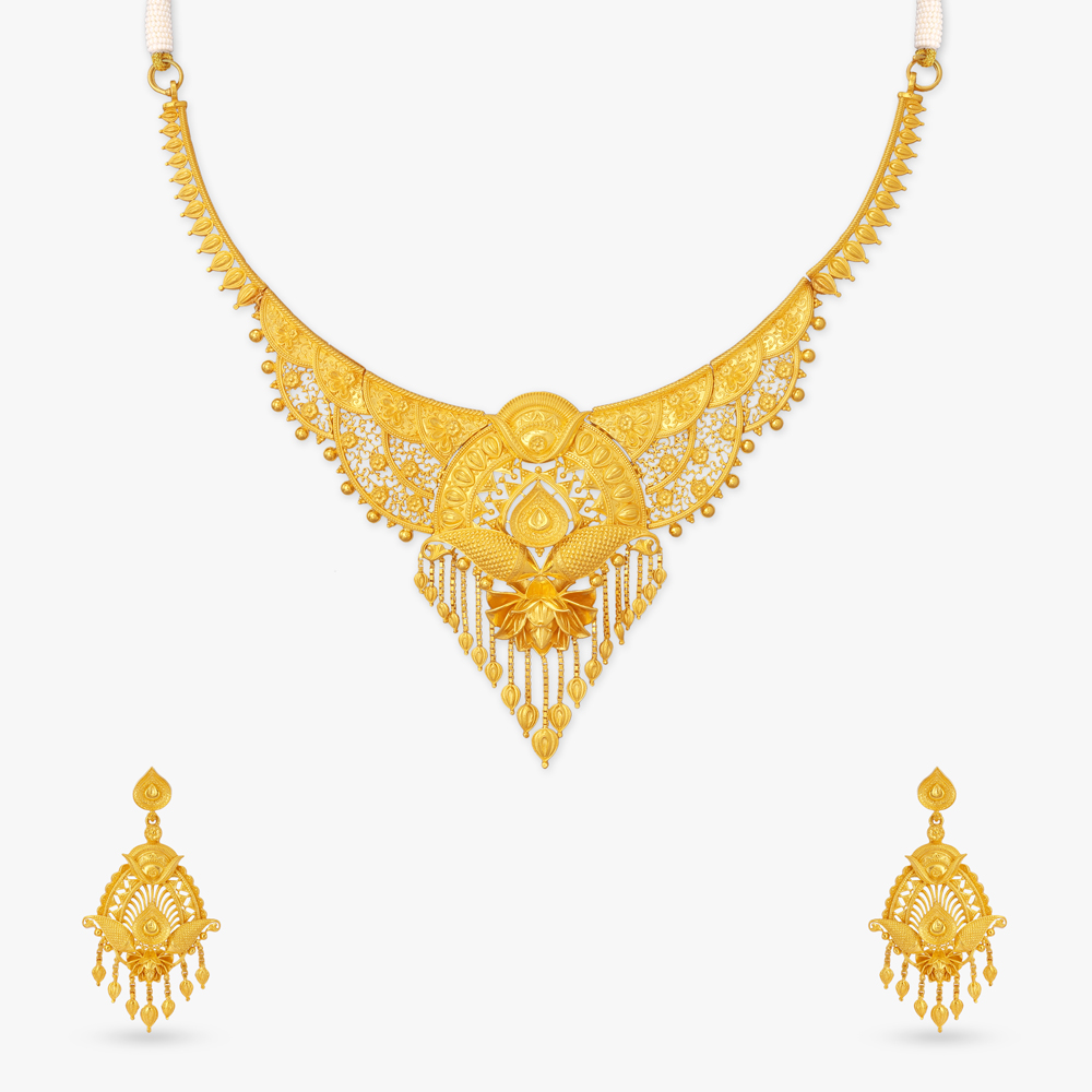 Regal Plume Gold Necklace Set,,hi-res image number null