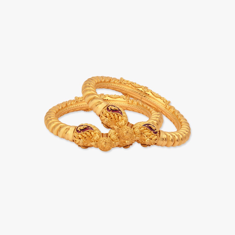 Paisley Pratima Solid Bala Gold Bangles,,hi-res image number null