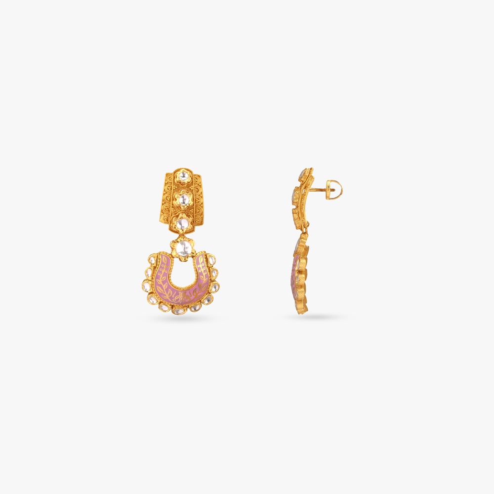 Traditional Charm Gold and Stone Drop Earrings,,hi-res image number null