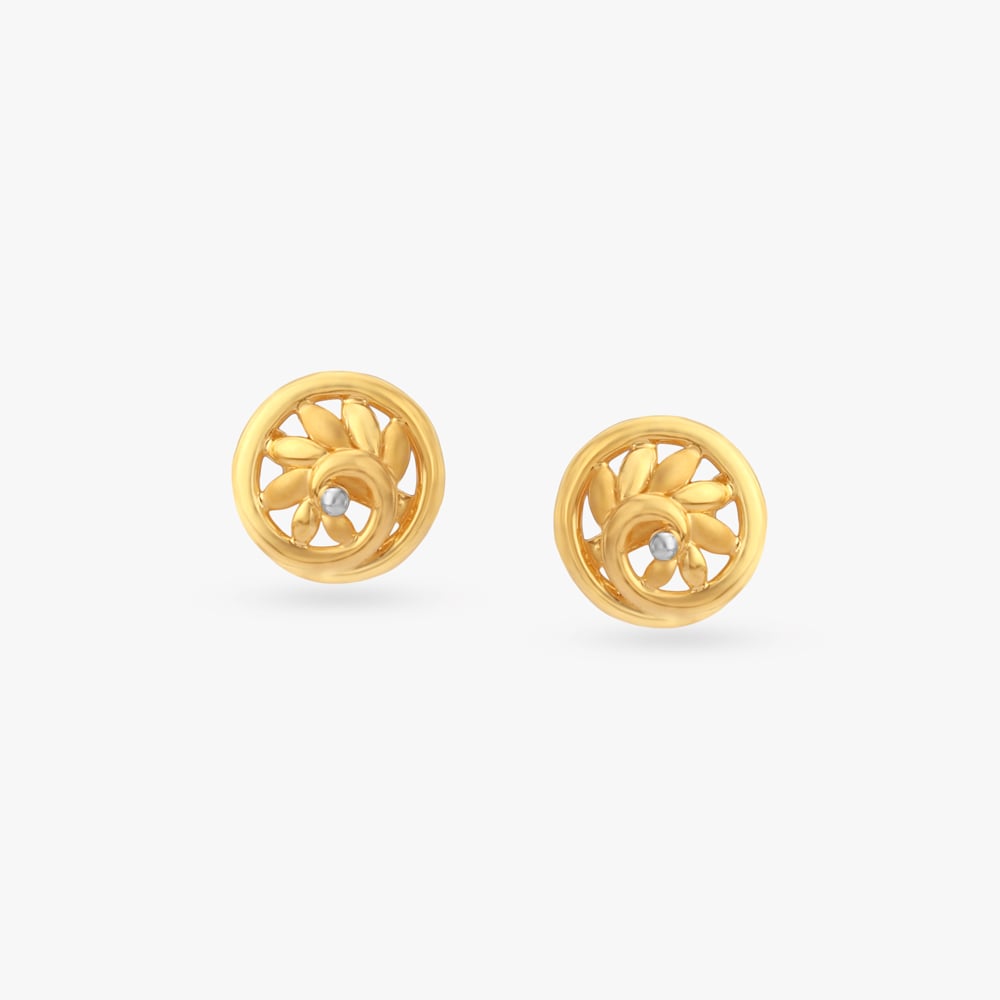 

Spiral Bloom Gold Stud Earrings