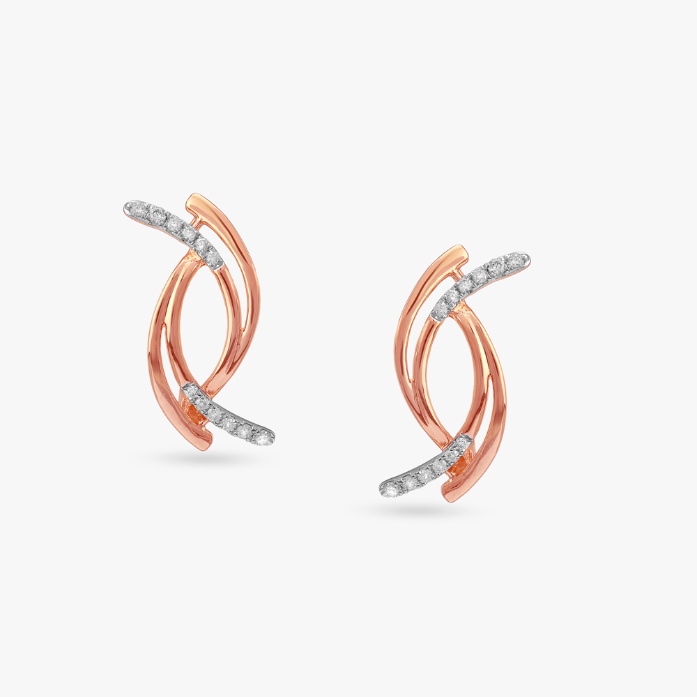 Abstract Curve Diamond Hoop Earrings,,hi-res image number null