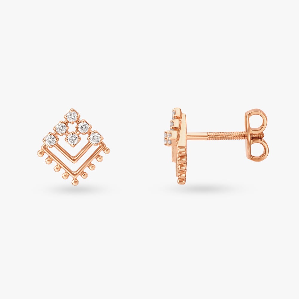 Geometric Eclectic Diamond Stud Earrings,,hi-res image number null