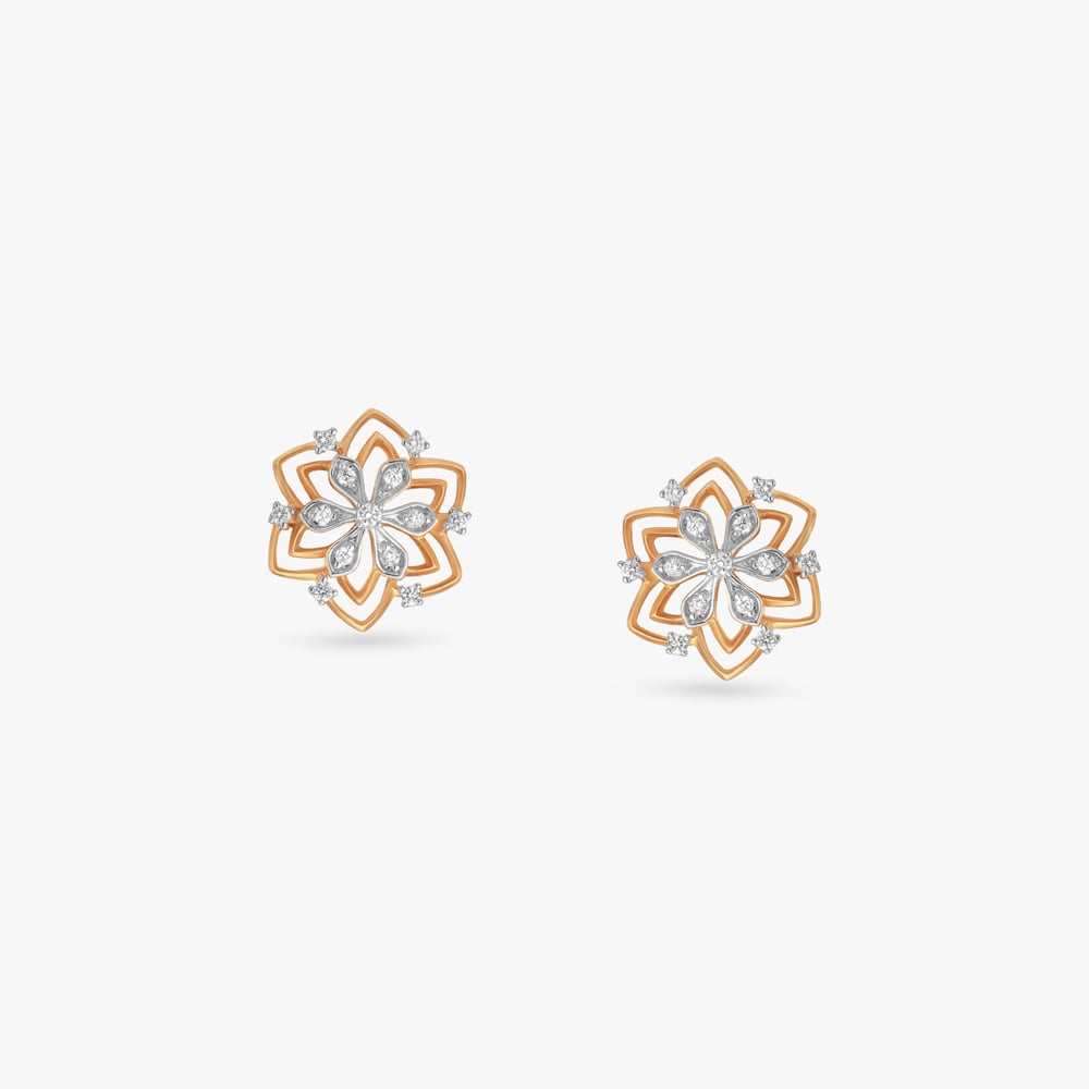 Regal Rosette Diamond Stud Earrings,,hi-res image number null