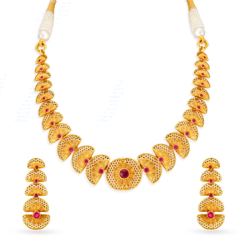 

Surreal Abstract Gold Necklace Set
