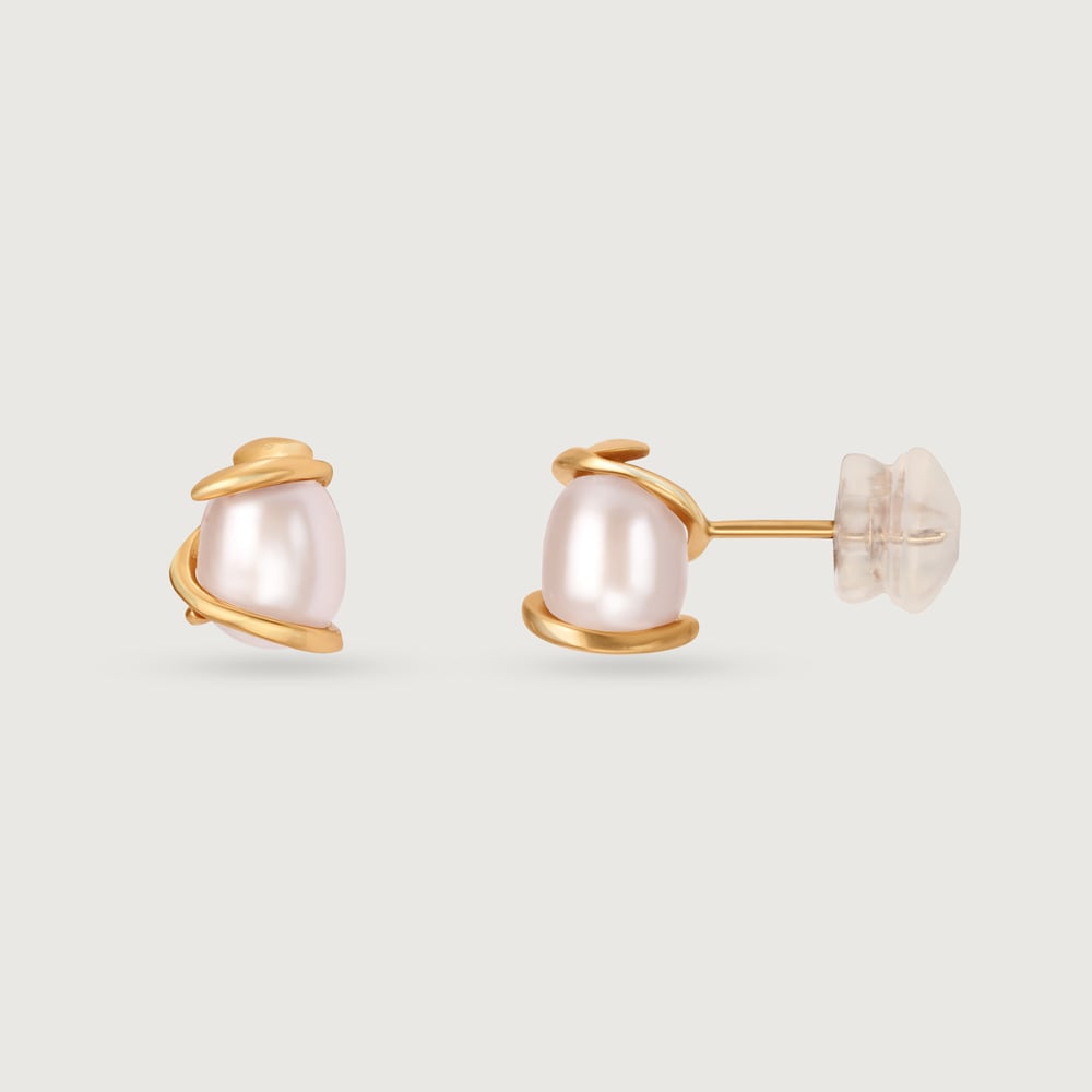 Graceful Allure 14 Kt Gold & Pearl Stud Earrings,,hi-res image number null