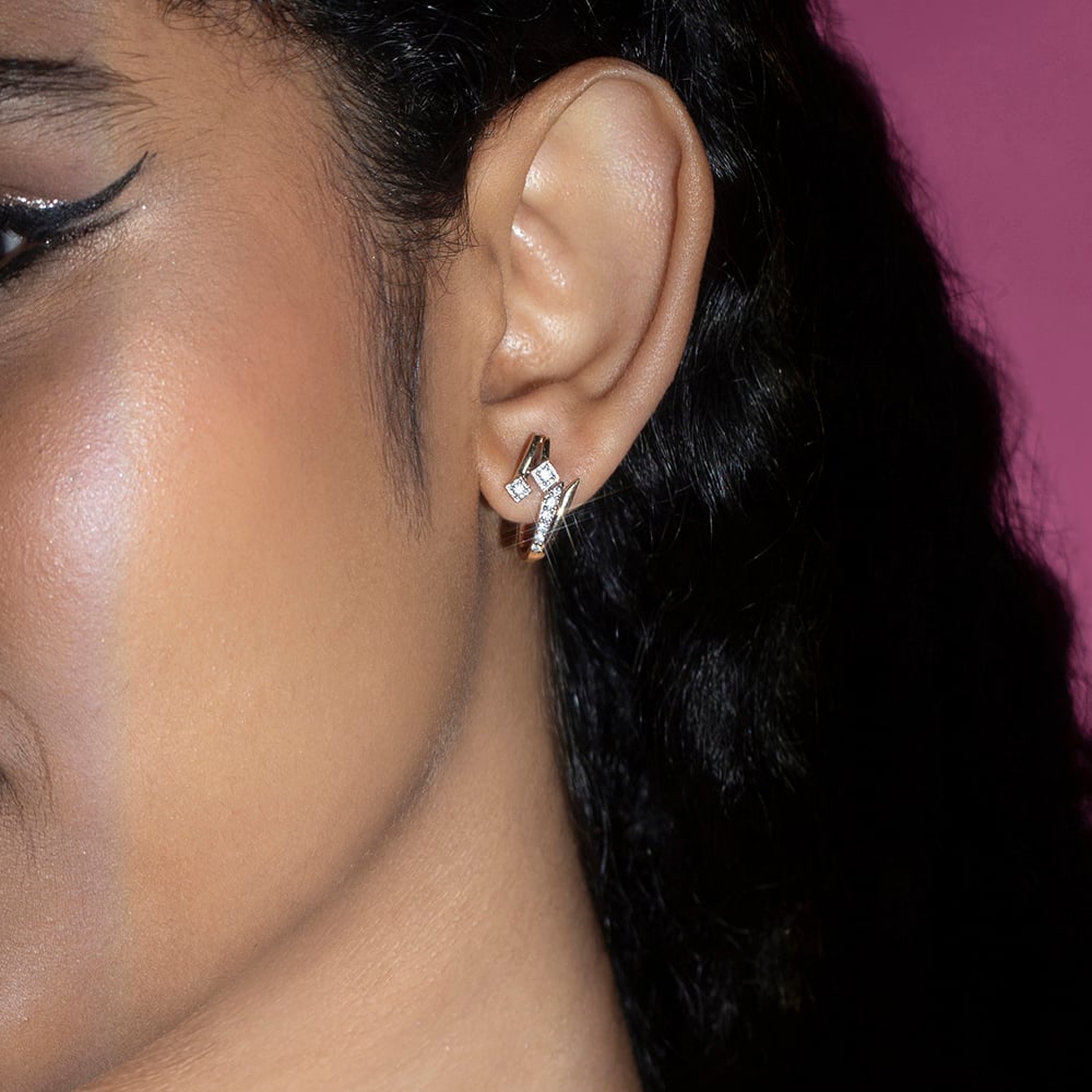 Groovy Glimmer Gold & Diamond Hoop Earrings,,hi-res image number null