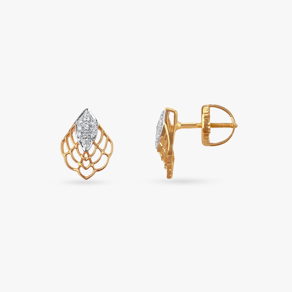 Delicate Vine Diamond Stud Earrings,,hi-res image number null