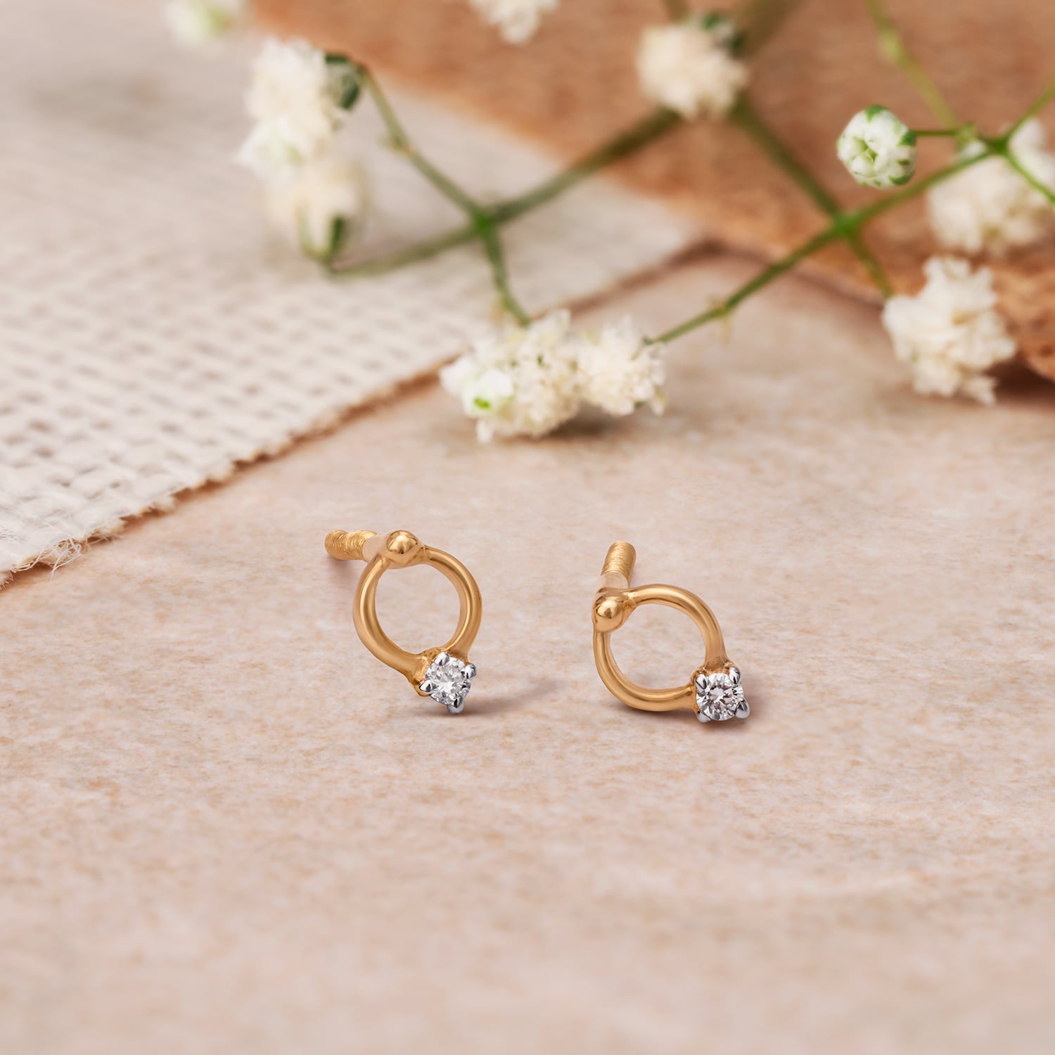Contemporary Single Stone Stud Earrings,,hi-res image number null