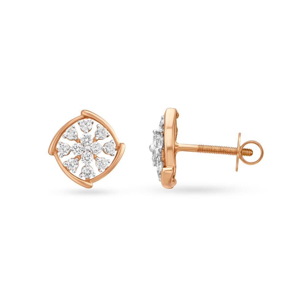 Tasteful Floral Diamond Stud Earrings,,hi-res image number null