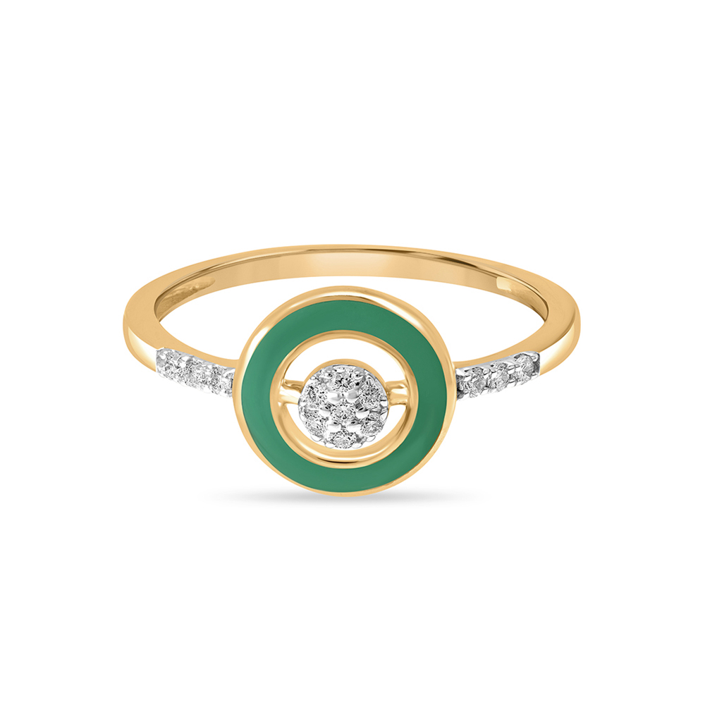 14 KT Yellow Gold Round Diamond Finger Ring,,hi-res image number null