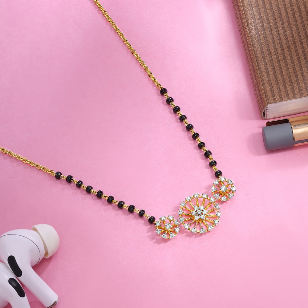 Sparkling Swirls 18 KT Gold and Diamond Mangalsutra,,hi-res image number null