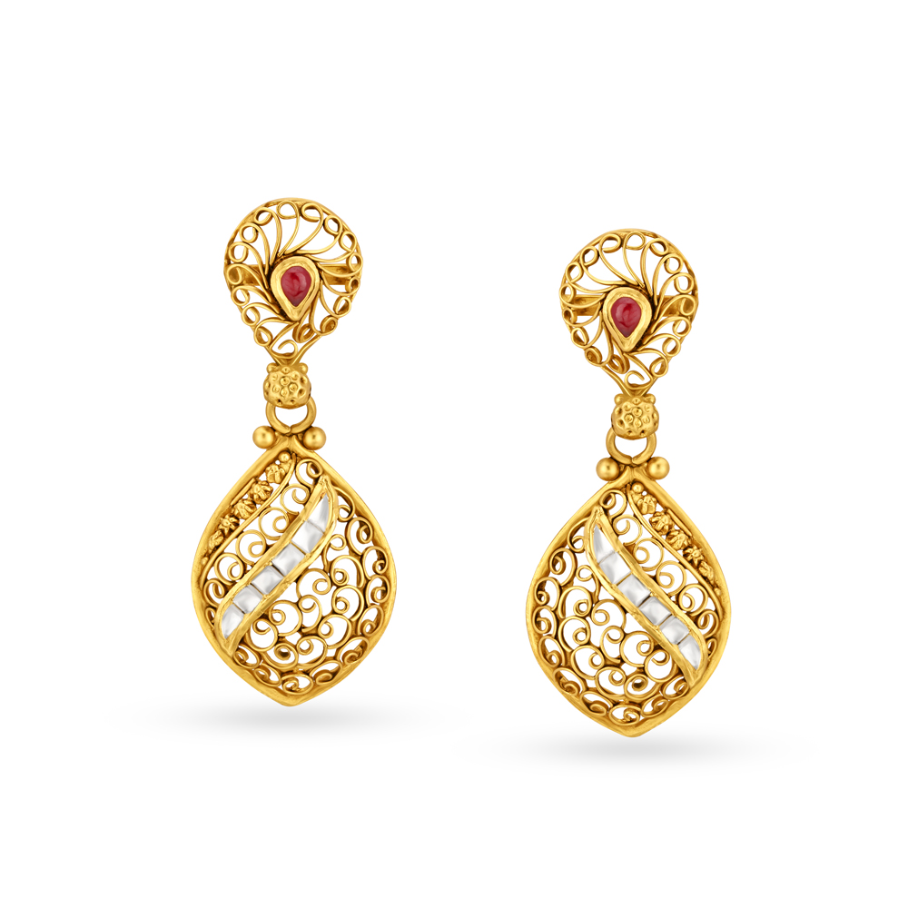 Ethereal Filigree Work Gold Necklace Set,,hi-res image number null