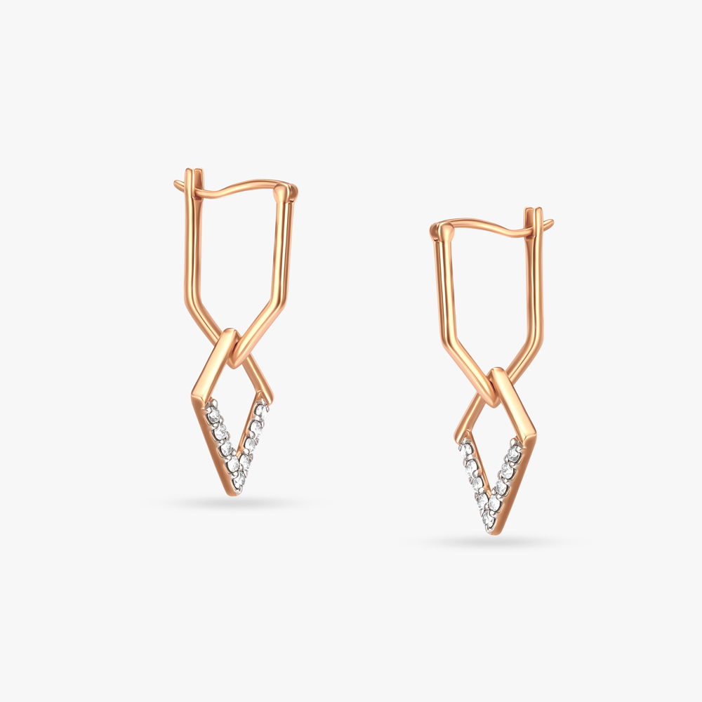 Sparkling Diamond Shaped Hoop Earrings