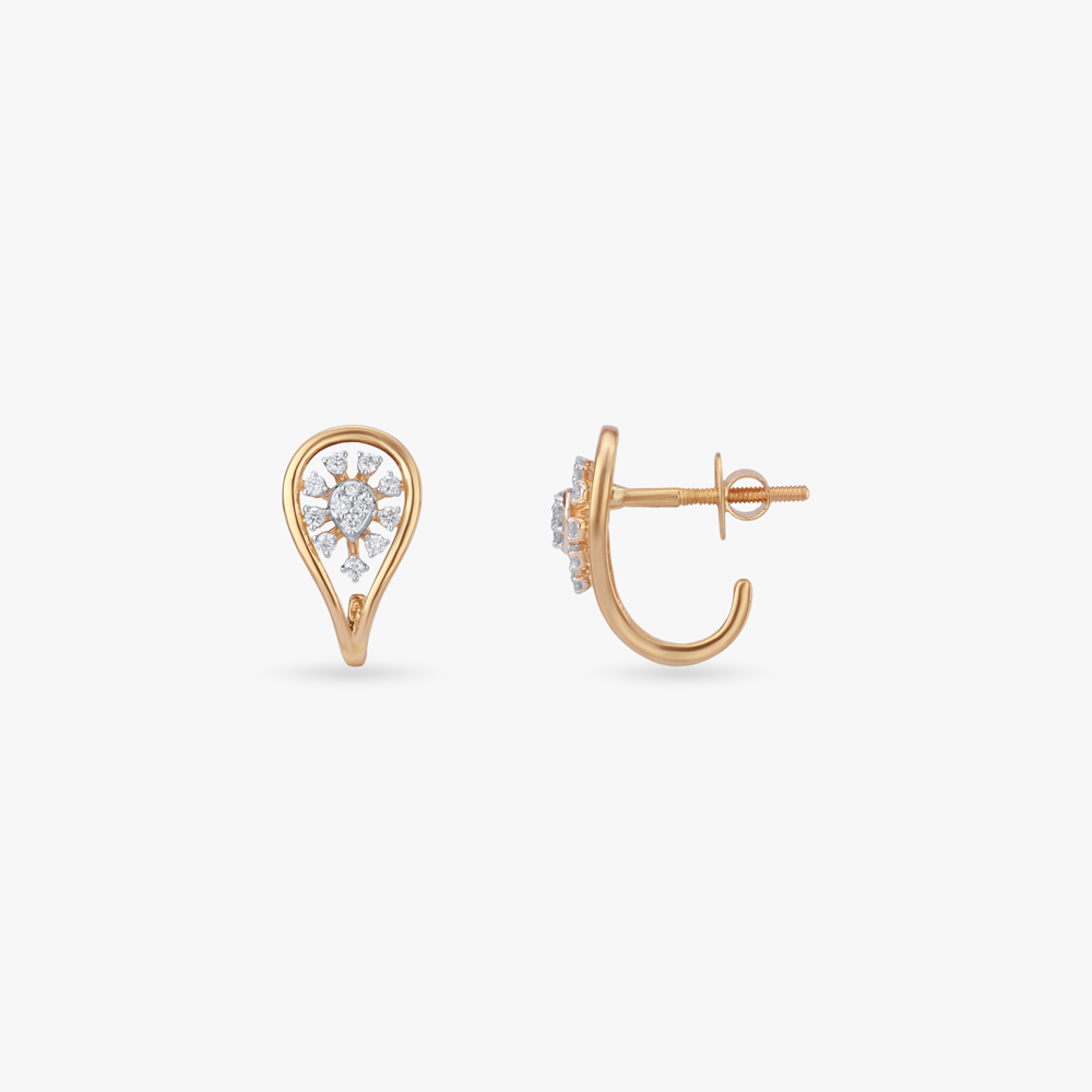 Crescent Paisley Diamond Stud Earrings,,hi-res image number null