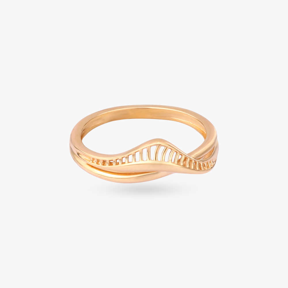 Sculpted Waveform Gold Ring,,hi-res image number null