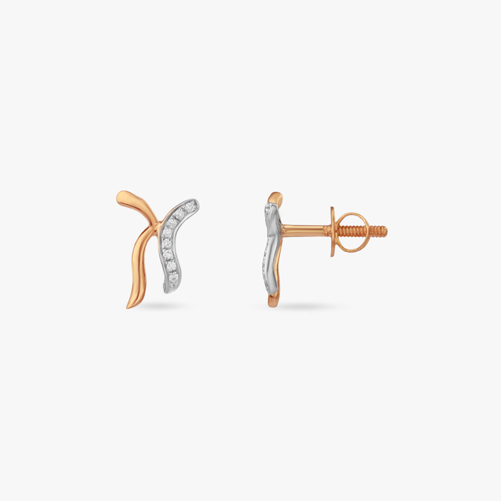 Twin Wave Diamond Stud Earrings,,hi-res image number null