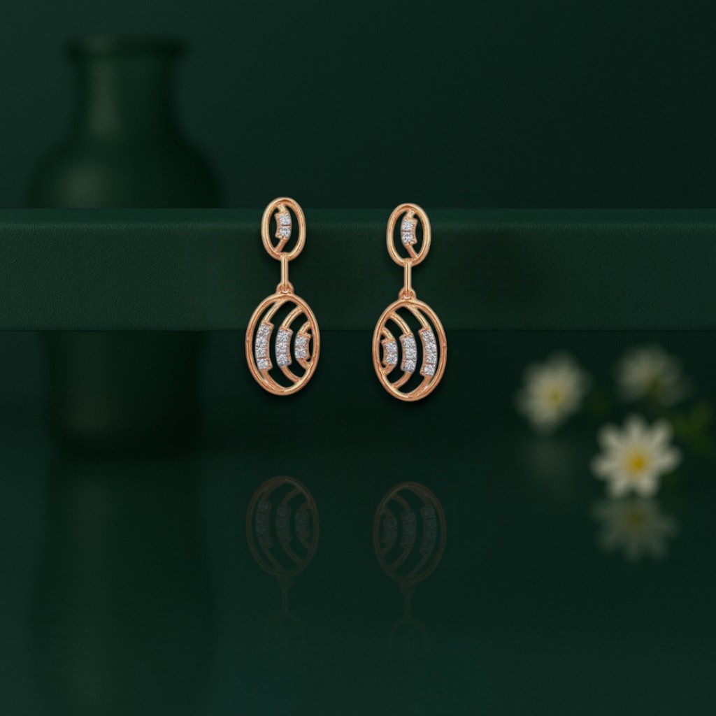 Wave Orbit Diamond Drop Earrings,,hi-res image number null