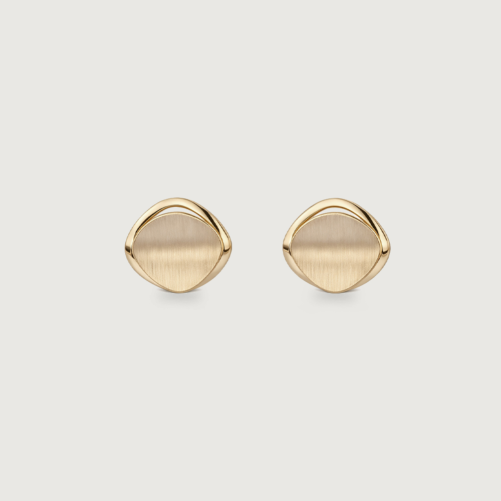 Modern Frame Disc Gold Stud Earrings,,hi-res image number null