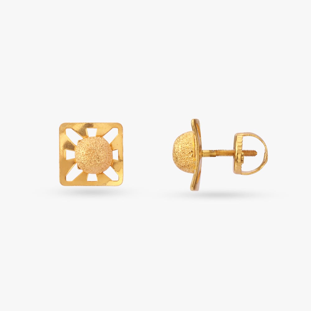 Lustrous Gold Stud Earrings,,hi-res image number null