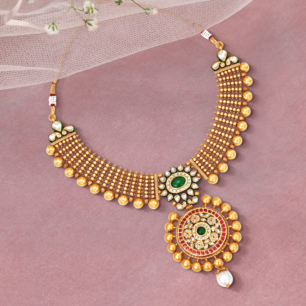 Manufacturer of 22kt gold ladies jadtar designer necklace set | Jewelxy -  37155