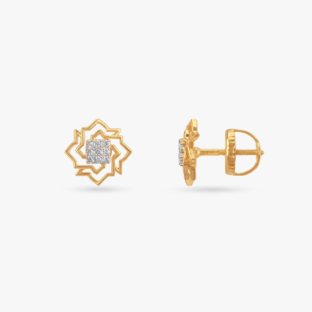 Maze Sparkle Diamond Stud Earrings,,hi-res image number null