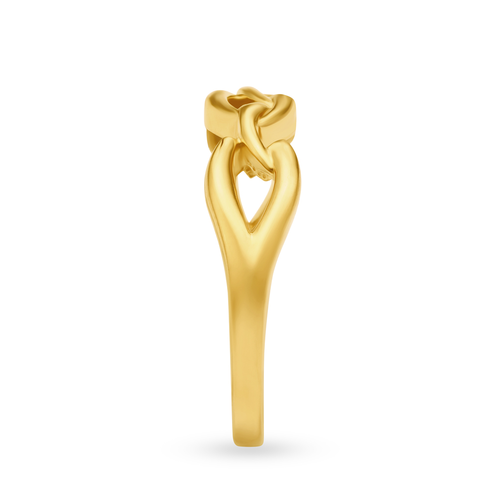 Elegant 22 Karat Yellow Gold Interlinked Waves Finger Ring,,hi-res image number null